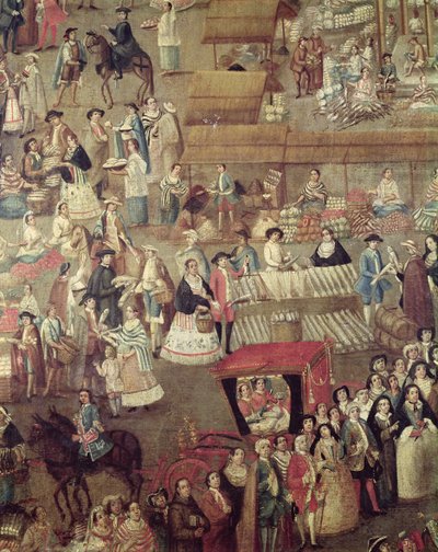 Plaza Mayor in Mexico (detail) by Mexican School